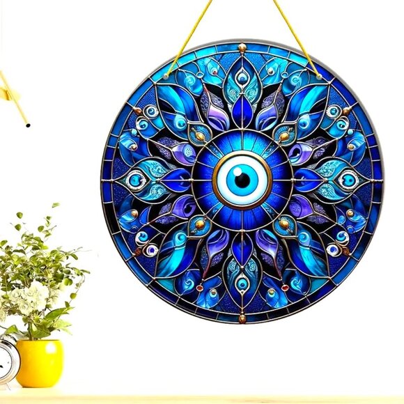 Suncatcher Evil Eye Third Window Decor Art Colorful In/Outdoor Protection Energy - Picture 3 of 5